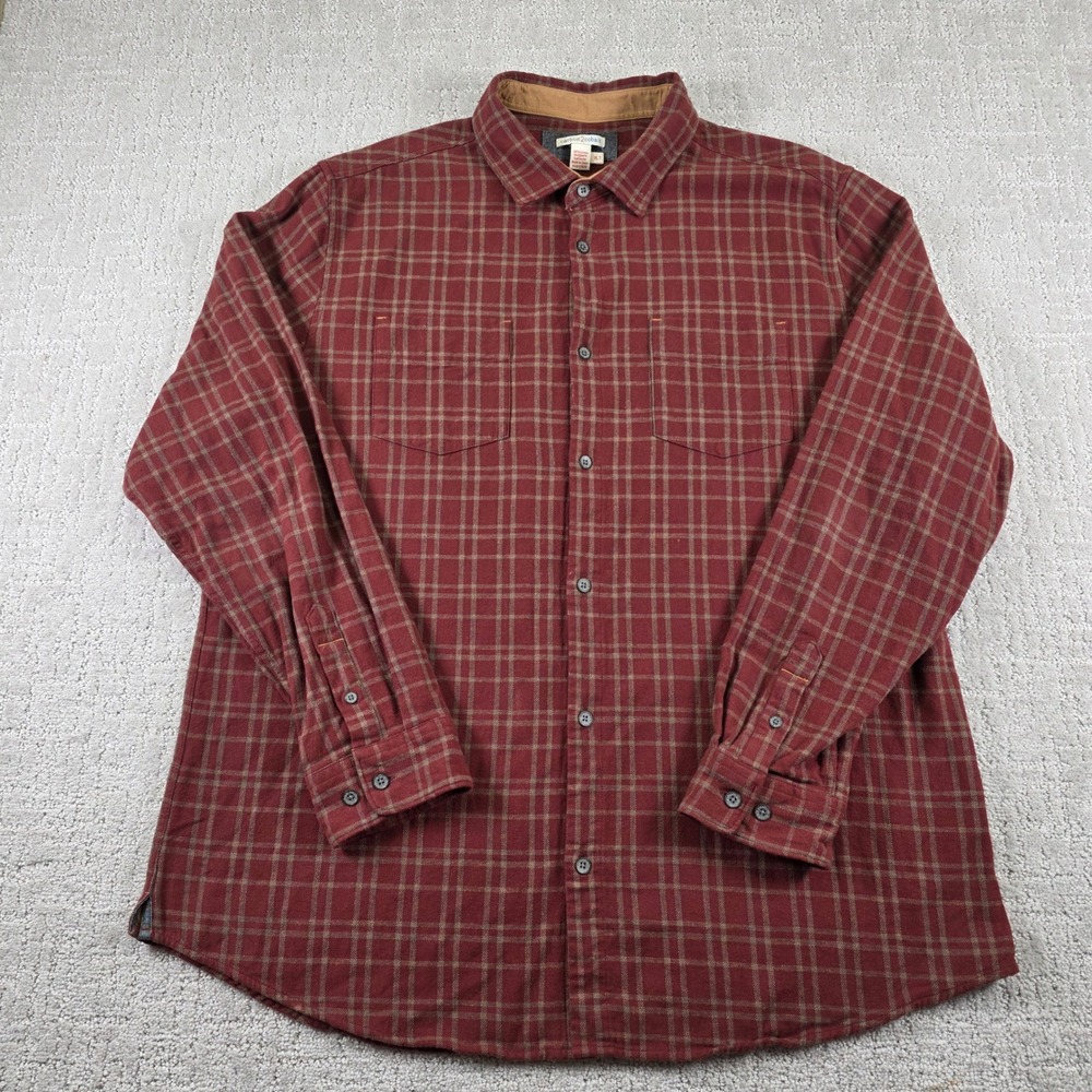 Carbon 2 Cobalt Mens XLT Plaid Button Down Shirt Burgundy Cotton Long Sleeve